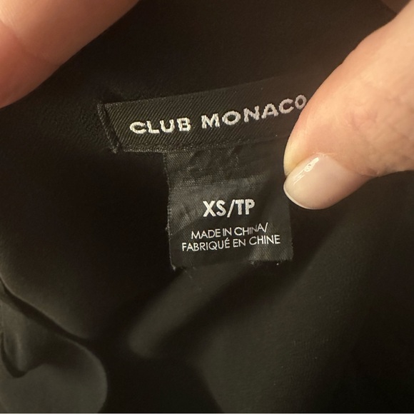 CLUB MONACO SANDRELLA LONG SLEEVE CUT OUT BOW TIE FLAIR ARM BLOUSE BLACK XS - Picture 7 of 8